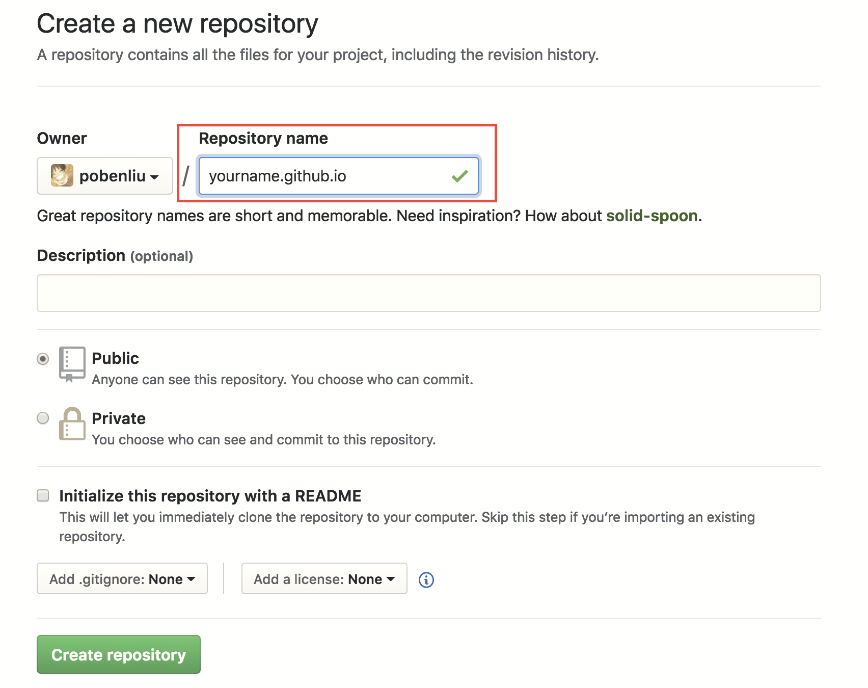 GitHub Pages 仓库设置示例